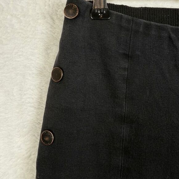 Ted Baker Liroi High Waisted Stretch Trousers Side Button Detail Black Size 0 - Picture 3 of 13